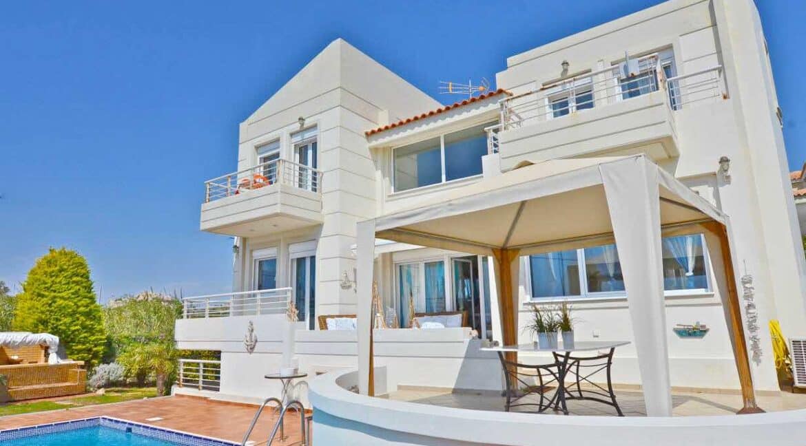 Villa on the sea front at Lagonisi South Attica, Close to Grant Resort Lagosini. Seafront Villa in Athens Greece, Beachfront Property in Athens for sale.