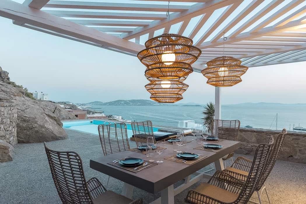 The Villa - Dining Room With Mykonian Sunset Vibe