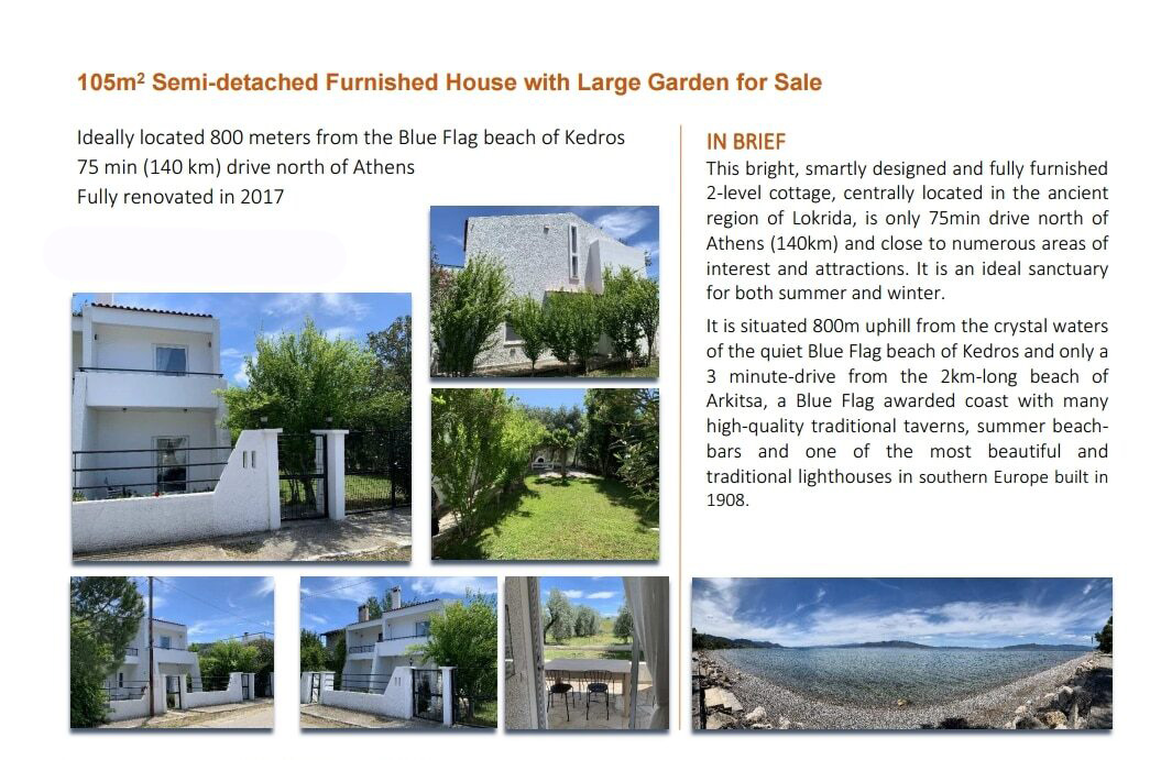 Cottage for Sale Lokrida Central Greece