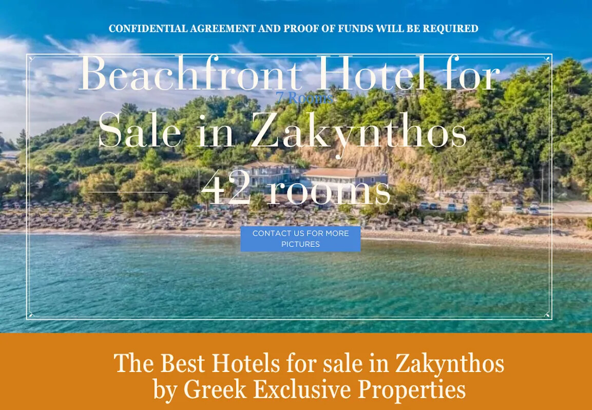 Beachfront Hotel for Sale in Zakynthos – 42 rooms