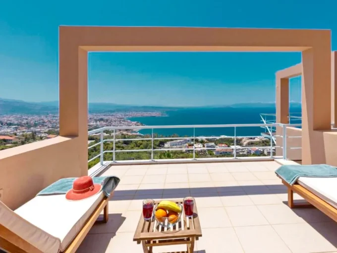 Two Villas with panoramic sea view for sale in Akrotiri Chania Crete