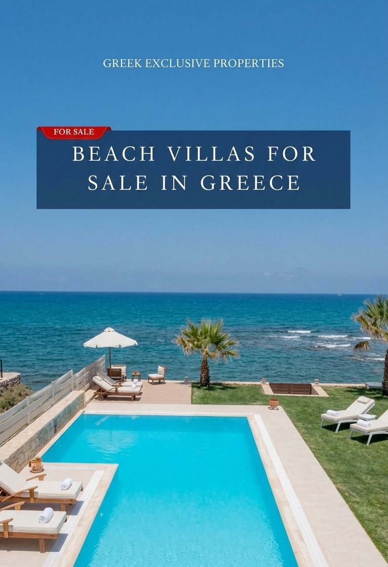 Luxury beach villas Greece for sale, Luxury Beachfront Villas in Greece, Waterfront Villas in Greek islands