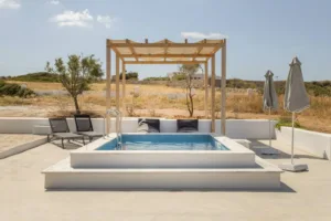 House with pool and sea view for sale at Paros Naousa