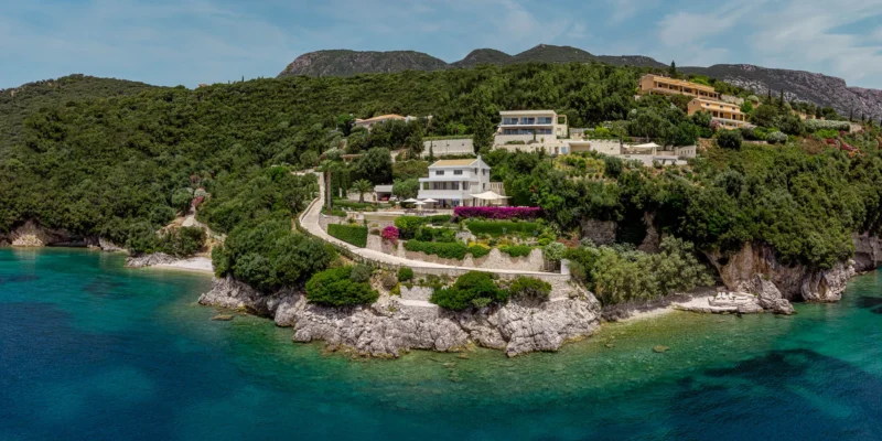 2 Seafront Villas for sale in Barbati Corfu | with Private Beach and Jetty