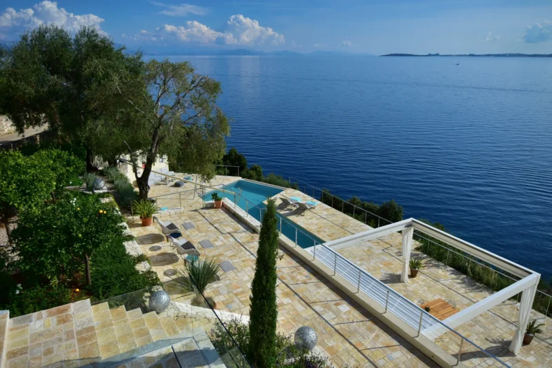 2 Seafront Villas for sale in Barbati Corfu | with Private Beach and Jetty